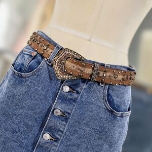 Vintage Leather Rock Bling Belt